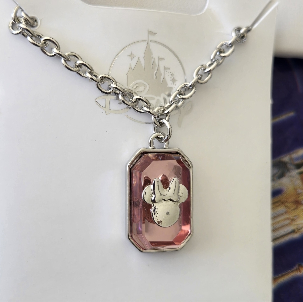 Minnie Silver Chain Necklace with Pink Pendant - Picture 13 of 15